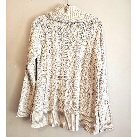 Lauren Ralph Lauren Cable Knit Turtleneck Fisherman cowl neck Sweater Women PL - Picture 2 of 5